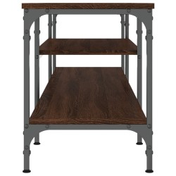 Meuble TV chêne marron 161x35x45 cm bois d'ingénierie et fer 