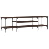Meuble TV chêne marron 161x35x45 cm bois d'ingénierie et fer 