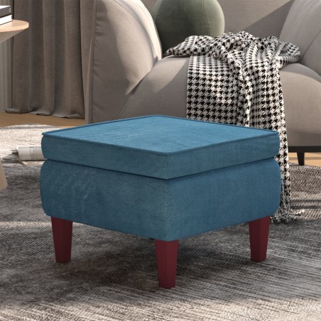 Tabouret avec pieds en bois Bleu Velours 