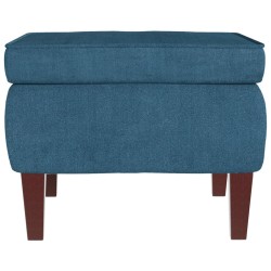 Tabouret avec pieds en bois Bleu Velours 