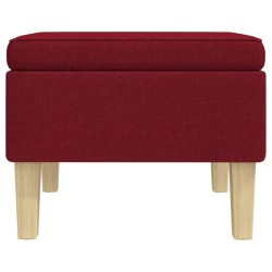 Tabouret avec pieds en bois Rouge bordeaux Tissu 