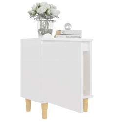 Table de chevet avec pieds en bois massif Blanc 40x30x50 cm 