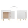 Table de chevet avec pieds en bois massif Blanc 40x30x50 cm 