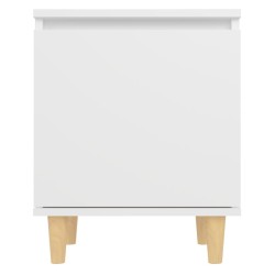 Table de chevet avec pieds en bois massif Blanc 40x30x50 cm 