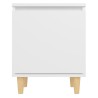 Table de chevet avec pieds en bois massif Blanc 40x30x50 cm 
