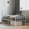 Cadre de lit métal sans matelas avec pied de lit blanc 75x190cm 