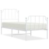 Cadre de lit métal sans matelas avec pied de lit blanc 75x190cm 