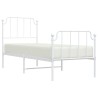 Cadre de lit métal sans matelas avec pied de lit blanc 75x190cm 