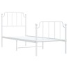 Cadre de lit métal sans matelas avec pied de lit blanc 75x190cm 