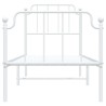 Cadre de lit métal sans matelas avec pied de lit blanc 75x190cm 