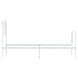 Cadre de lit métal sans matelas avec pied de lit blanc 75x190cm 