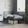 Cadre de lit métal sans matelas avec pied de lit noir 107x203cm 
