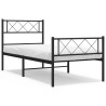 Cadre de lit métal sans matelas avec pied de lit noir 107x203cm 