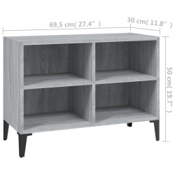 Meuble TV avec pieds en métal Sonoma gris 69,5x30x50 cm 