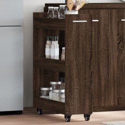 Armoire avec roues chêne marron 60x22x79 cm bois d'ingénierie 