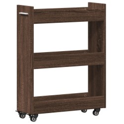 Armoire avec roues chêne marron 60x22x79 cm bois d'ingénierie 