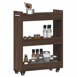 Armoire avec roues chêne marron 60x22x79 cm bois d'ingénierie 