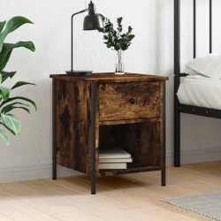 Table de chevet chêne fumé 40x42x50 cm bois d'ingénierie 