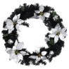 Couronne de Noël avec lumières LED Noir 60 cm PVC 
