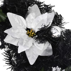 Couronne de Noël avec lumières LED Noir 60 cm PVC 