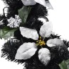 Couronne de Noël avec lumières LED Noir 60 cm PVC 