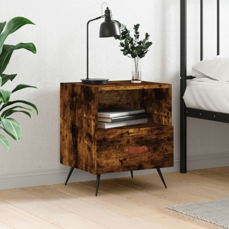 Table de chevet chêne fumé 40x35x47,5 cm bois d’ingénierie 