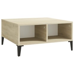 Table basse blanc et chêne sonoma 60x60x30 cm bois d'ingénierie 