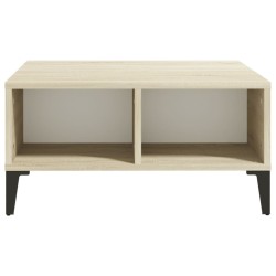 Table basse blanc et chêne sonoma 60x60x30 cm bois d'ingénierie 
