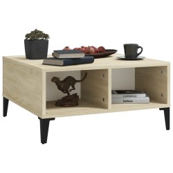 Table basse blanc et chêne sonoma 60x60x30 cm bois d'ingénierie 