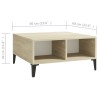 Table basse blanc et chêne sonoma 60x60x30 cm bois d'ingénierie 