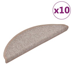 Tapis d'escalier 10 pcs 56x17x3 cm Marron clair 