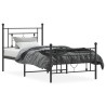 Cadre de lit métal sans matelas avec pied de lit noir 90x190 cm 