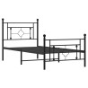 Cadre de lit métal sans matelas avec pied de lit noir 90x190 cm 