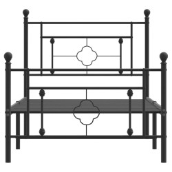 Cadre de lit métal sans matelas avec pied de lit noir 90x190 cm 