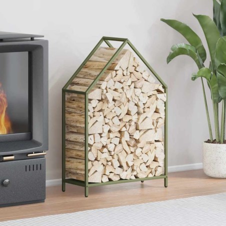 Portant de bois chauffage vert olive 60x25x90 cm 
