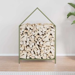 Portant de bois chauffage vert olive 60x25x90 cm 