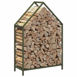 Portant de bois chauffage vert olive 60x25x90 cm 