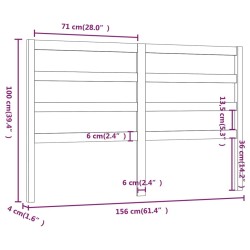 Tête de lit Marron miel 156x4x100 cm Bois massif de pin 