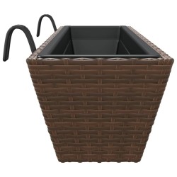 Jardinières avec crochets 2 pcs marron résine tressée 