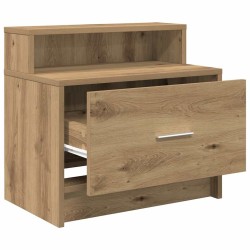 Table de chevet avec tiroir chêne artisanal 51x31x47 cm 