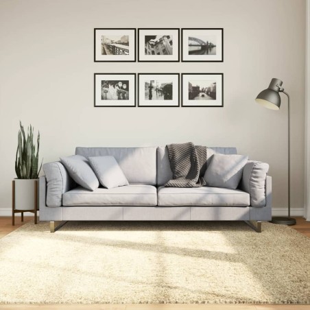 Tapis shaggy PAMPLONA poils longs moderne doré 200x200 cm 