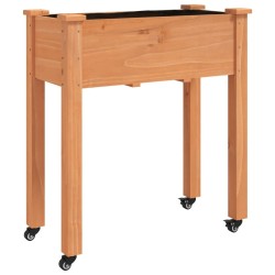 Jardinière sur roues avec doublure brun 71x37x80 cm bois sapin 
