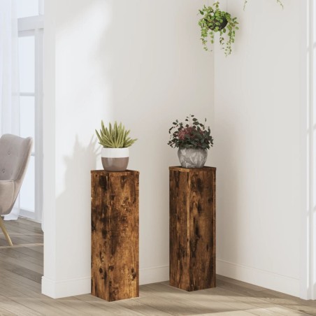 Supports pour plantes 2 pcs chêne fumé bois d'ingénierie 