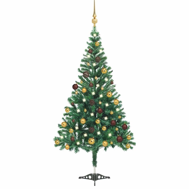 Arbre de Noël artificiel pré-éclairé/boules 180 cm 564 branches 