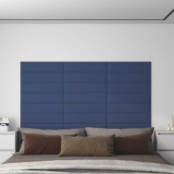 Panneaux muraux 12 pcs Bleu 60x15 cm Tissu 1,08 m² 