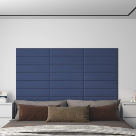 Panneaux muraux 12 pcs Bleu 60x15 cm Tissu 1,08 m² 