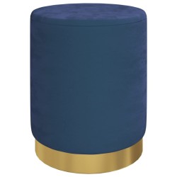 Tabouret de rangement rond Bleu Velours 