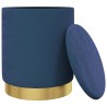 Tabouret de rangement rond Bleu Velours 