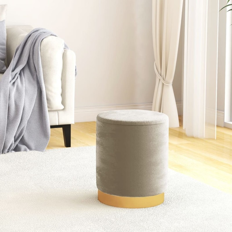 Tabouret de rangement rond Gris foncé Velours 