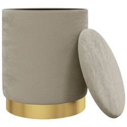 Tabouret de rangement rond Gris foncé Velours 